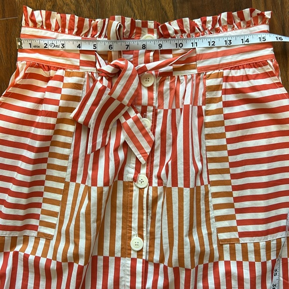 Striped Red and Tan Who What Wear Midi Skirt With Pockets Size Medium Comfy - Picture 9 of 9